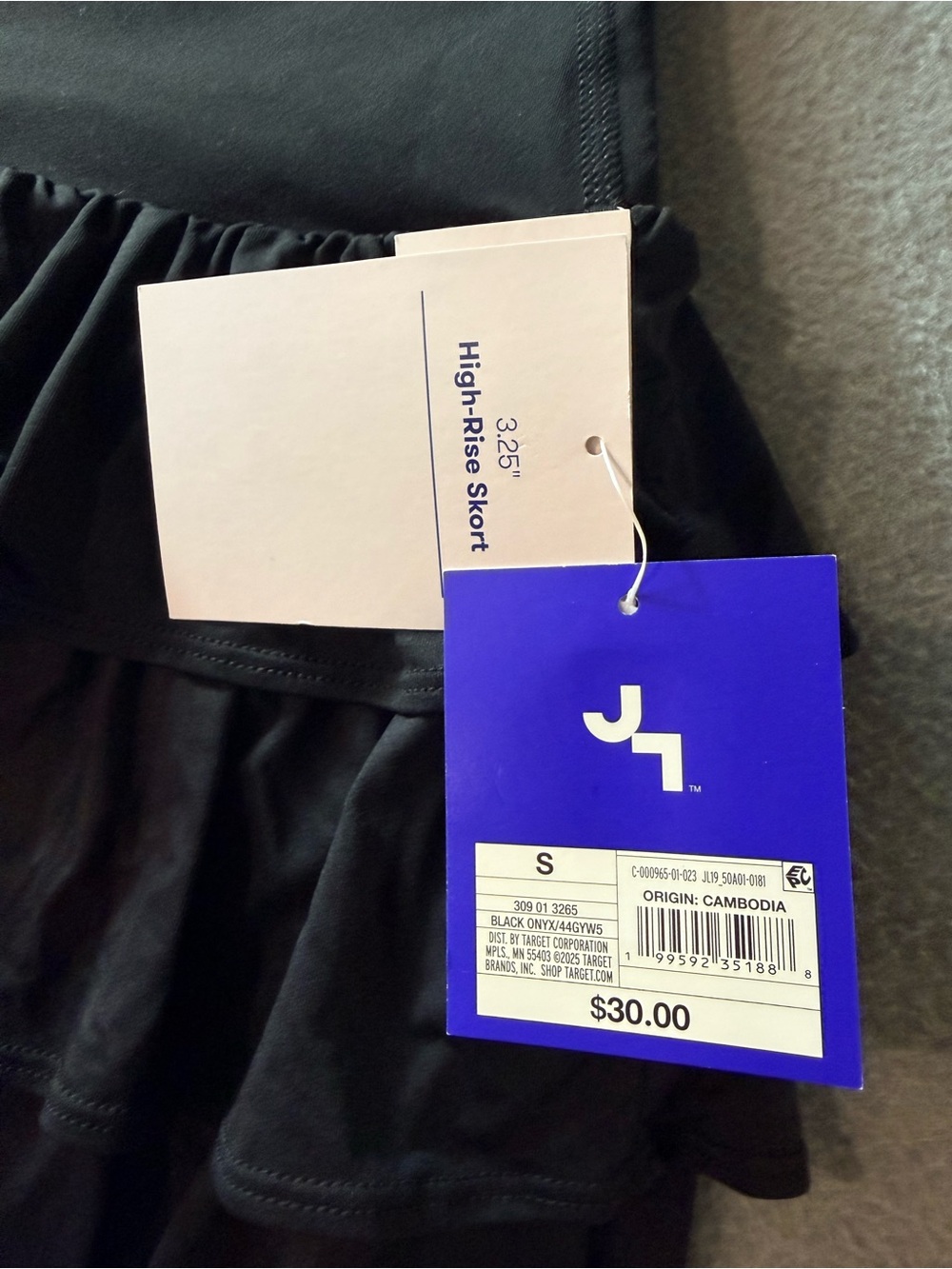 JoyLab - Women's Black Tiered Ruffle Mini Skort with Wide Waistband - Picture 3 of 5